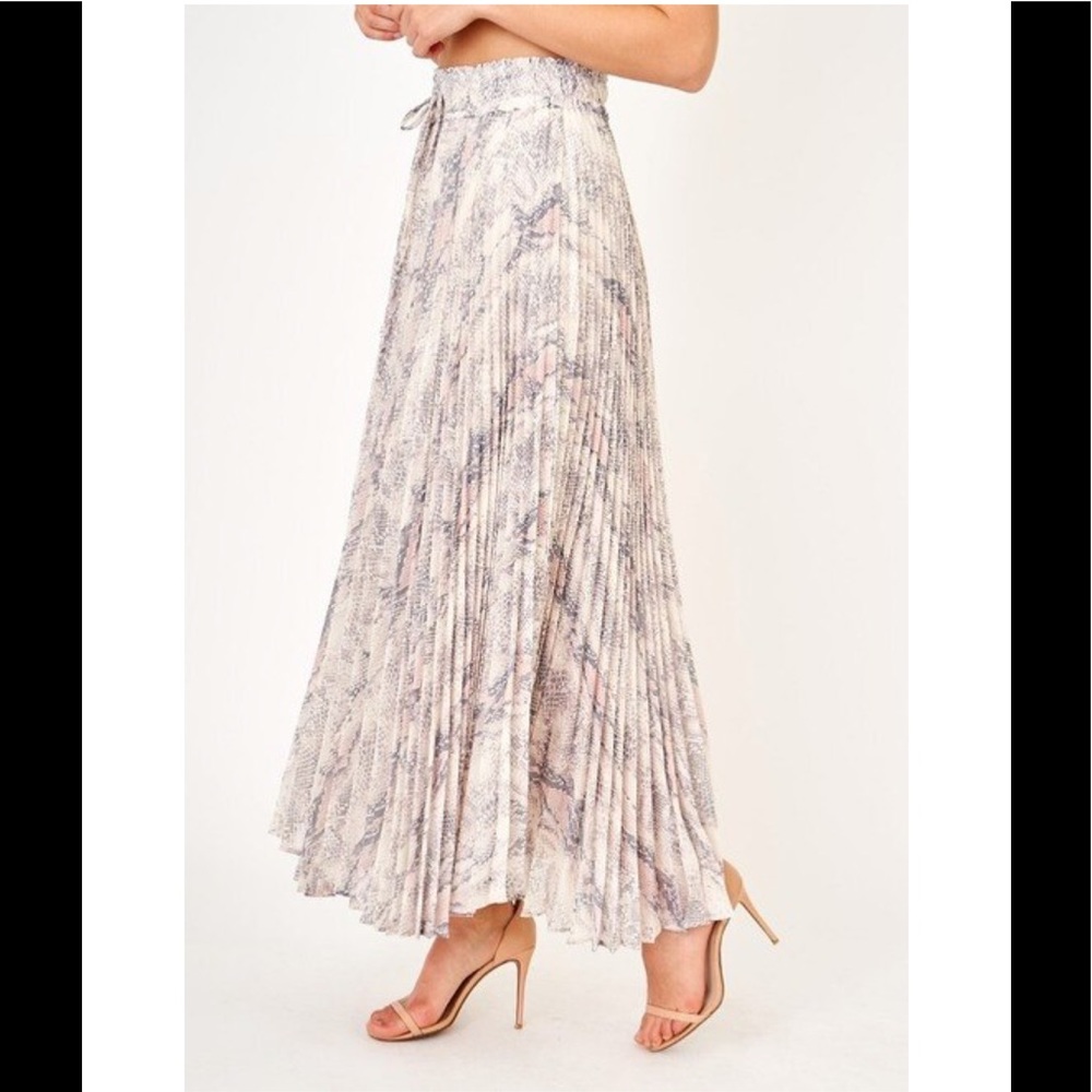 $120 Olivaceous Pleated Maxi Skirt